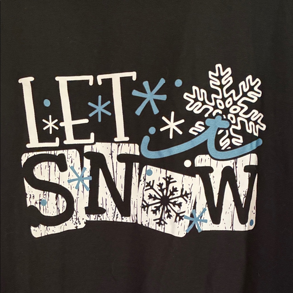 Black 'Let It Snow' Long Sleeve Shirt XL New Without Tags - Picture 2 of 8